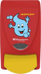 SC Johnson Professional SCJP Proline nyomógombos szappanadagoló kézmosó patronokhoz Mr Soapy Soap grafikával óvodai és iskolai mosdókba, manuális, 1L, ABS műanyag, piros/citromsárga (SCJP-MSS1LDS)