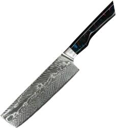 HARAHU Cuțit de bucătărie damasc YO-37403 - Nakiri / Roșu / Albastru KP37403