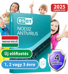 ESET NOD32 Antivrus 4 eszközre, 1 évre 30% kedvezménnyel tanárok, diákok, nyugdíjasok, EÜ dolgozók részére (eset_nod32_antivirus_4pc_1ev_akcio)