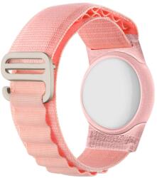 NYLON Szíj tokkal Apple AirTag rózsaszínhez