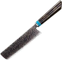 HARAHU Cuțit de bucătărie damasc ZE-37410 - Nakiri / Maro / Albastru KP37410