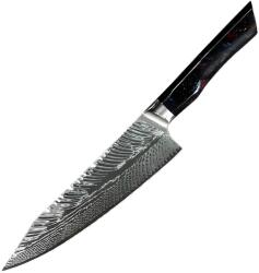 HARAHU Cuțit de bucătărie damasc YO-37406 - Kiritsuke Chef / Roșu / Albastru KP37406