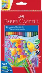 Faber-Castell Creioane colorate hexagonale acuarelă + pensulă Faber-Castell, 36 culori/set