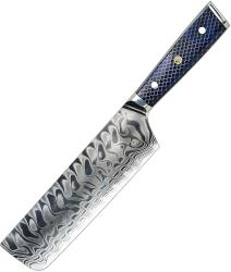 HARAHU Cuțit de bucătărie damasc YU-37417 - Nakiri / Albastru KP37417