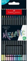 Faber-Castell Creioane colorate triunghiulare black edition metalizate Faber-Castell, 12 culori/set