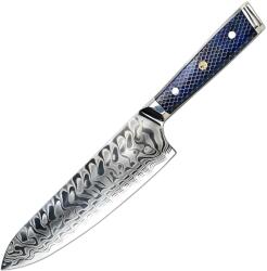HARAHU Cuțit de bucătărie damasc YU-37418 - Chef / Albastru KP37418