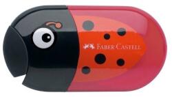 Faber-Castell Ascuțitoare plastic dublă cu container și radieră Faber-Castell, buburuza
