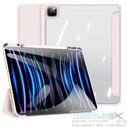 Apple iPad Pro 13 (2024), mappa tok, Smart Case, légpárnás sarok, közepesen ütésálló, érintőceruza tartó, átlátszó hátlap, Dux Ducis Toby, rózsaszín - mobil-box