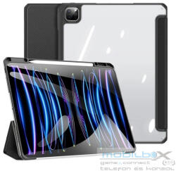Apple iPad Pro 13 (2024), mappa tok, Smart Case, légpárnás sarok, közepesen ütésálló, érintőceruza tartó, átlátszó hátlap, Dux Ducis Toby, fekete - mobil-box