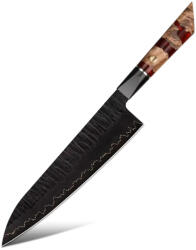 Enjin damaszk konyhakés-Gyuto/Piros/Barna
