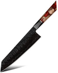  Damaskus konyhai kés Enjin - Kiritsuke / Piros / Barna