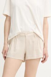 Hollister Co Hollister Co. vászon rövidnadrág bézs, sima, magas derekú, KI349-5124 - bézs L