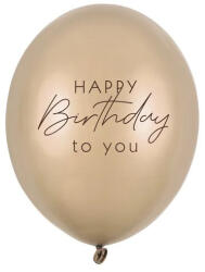 Partydeco Szülinapi latex lufi 11" 28cm 6db Happy Birthday, Arany (LUFI208052)
