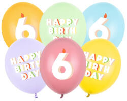 Partydeco szám, számos lufi 11" 28cm 6db 6-os szám lufi (LUFI465209)