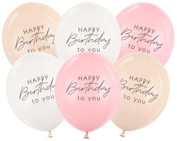 Partydeco Szülinapi latex lufi 11" 28cm 6db Happy Birthday, Pink Mix (LUFI890272)