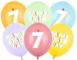 Partydeco Latex szám, számos lufi 11" 28cm 6db 7-es szám lufi (LUFI575344)