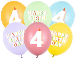 Partydeco szám, számos lufi 11" 28cm 6db 4-es szám lufi (LUFI919164)
