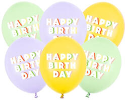 Partydeco Szülinapi lufi 11" 28cm 6db Happy Birthday, Mix (LUFI537445)