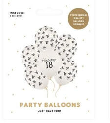Partydeco Szám, Számos lufi 11" 28cm 6db, 18-as számmal, masni (LUFI865763)