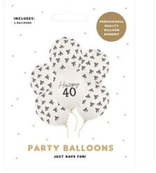 Partydeco Szám, Számos lufi 11" 28cm 6db, 40-es számmal, masni (LUFI698865)