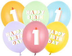 Partydeco Latex szám, számos lufi 11" 28cm 6db 1-es szám lufi (LUFI712823)