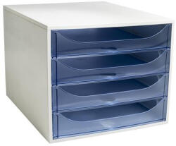 EXACOMPTA Irattároló, műanyag, 4 fiókos, EXACOMPTA "Ecobox Linicolor", jégkék (228610D) - iroszer24
