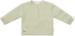 Little Dutch Bluza cu maneca lunga din muselina de bumbac organic - Tractor - Grass Green - Little Dutch