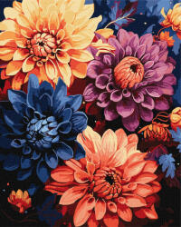 Ideyka Set pictura pe numere, cu sasiu, Dalii colorate, 40x50 cm (KHO3248)