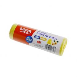 Safir Saci de gunoi menajer SAFIR 60 l la rola , HDPE, galbeni , 20 buc/rola (90770)