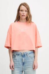 Calvin Klein Jeans pamut póló narancssárga, LV047C202G - narancssárga S