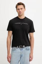 Tommy Jeans pamut póló bézs, nyomott mintás, DM0DM20744 - fekete L