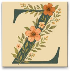  Festés számok szerint - Z betű - Virágminta Méret: 50x50cm, Keretezés: Kerek keret