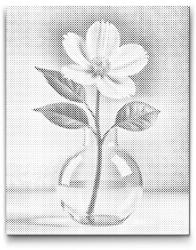  PontPöttyöző - Minimalista fehér virág Méret: 40x50cm, Keretezés: Keret nélkül (csak a vászon), Szín: Fekete