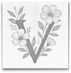 PontPöttyöző - V betű - Virágminta Méret: 50x50cm, Keretezés: Keret nélkül (csak a vászon), Szín: Piros