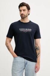 Tommy Hilfiger pamut póló sötétkék, nyomott mintás, MW0MW40324 - sötétkék XS