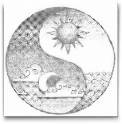  PontPöttyöző - Jin Jang - Nap és éjszaka 2 Méret: 50x50cm, Keretezés: Műanyagtáblával, Szín: Piros