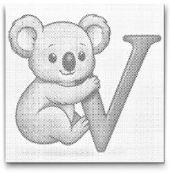  PontPöttyöző - V betű - Állattal Méret: 50x50cm, Keretezés: Kerek keret, Szín: Piros