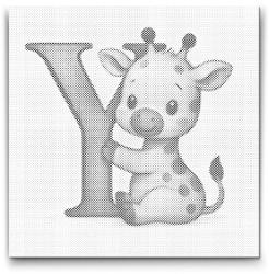  PontPöttyöző - Y betű - Állattal Méret: 50x50cm, Keretezés: Kerek keret, Szín: Piros