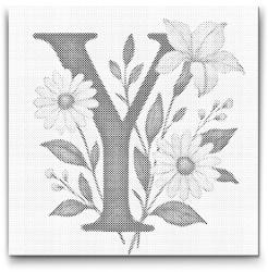  PontPöttyöző - Y betű - Virágminta Méret: 50x50cm, Keretezés: Műanyagtáblával, Szín: Fekete