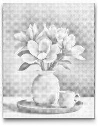  PontPöttyöző - Magnóliavirágok egy vázában Méret: 30x40cm, Keretezés: Kartonlemezen, Szín: Fekete