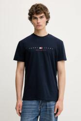 Tommy Jeans pamut póló sötétkék, nyomott mintás, DM0DM21911 - sötétkék M
