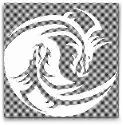  PontPöttyöző - Jing Jang sárkány Méret: 50x50cm, Keretezés: Kerek keret, Szín: Piros