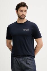 Tommy Hilfiger pamut póló sötétkék, nyomott mintás, MW0MW39355 - sötétkék XXXL