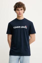 Tommy Jeans pamut póló sötétkék, nyomott mintás, DM0DM21585 - sötétkék L