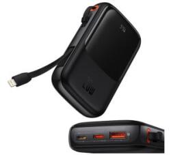 Baseus QPOW PRO OE vésztöltő USB+2 Type-C aljzat (10000mAh, 20W, gyorstöltő, LED kijelző + Type-C kábel) FEKETE (PPQD060001) (PPQD060001)