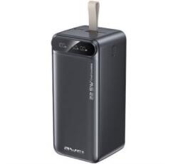 Awei vésztöltő 2 USB+Type-C aljzat (50000mAh, 22.5W, PD gyorstöltő, LED kijelző) FEKETE (PA-13) (PA-13)