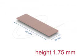 Delock Hővezető párna 70 x 20 x 1, 75 mm M. 2 modulokhoz 3, 0 W/mK nem szilikon anyagú (18480)