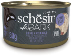 Schesir 12x80g Schesir After Dark Complete Paté csirke & kacsa nedves macskatáp