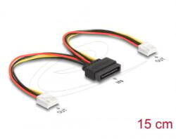 Delock SATA tápkábel 15 tűs apa - 2 db. Floppy 4 tűs anya 15 cm (66611)