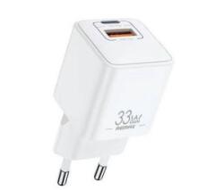 REMAX BATT hálózati töltő USB+Type-C aljzat (33W, GaN, PD gyorstöltő) FEHÉR (RP-U26) (RP-U26)